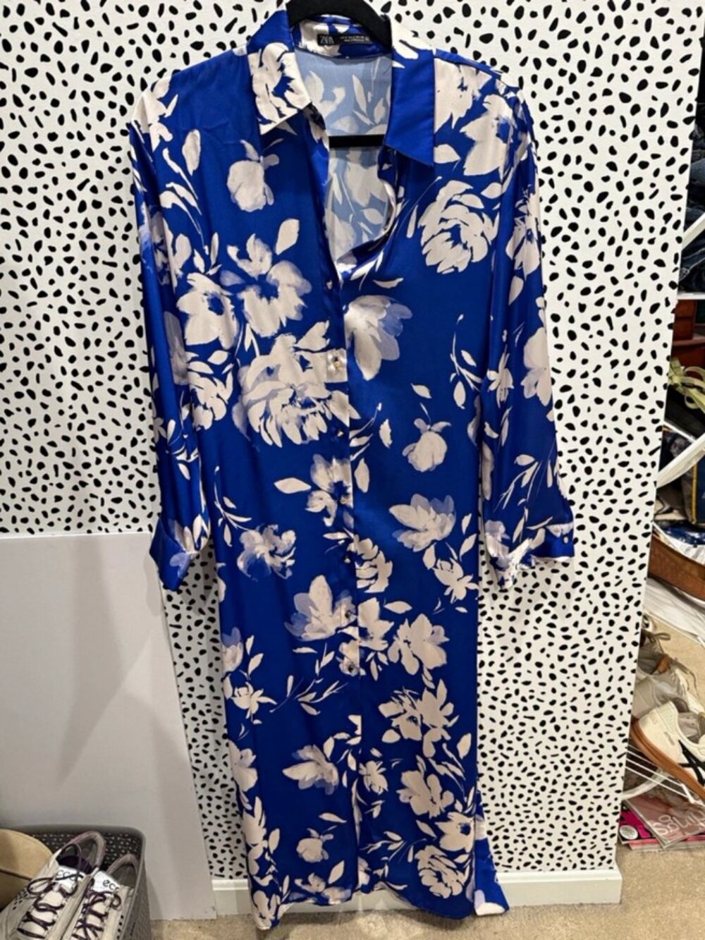 ZARA Blue/White Floral Shirt Dress